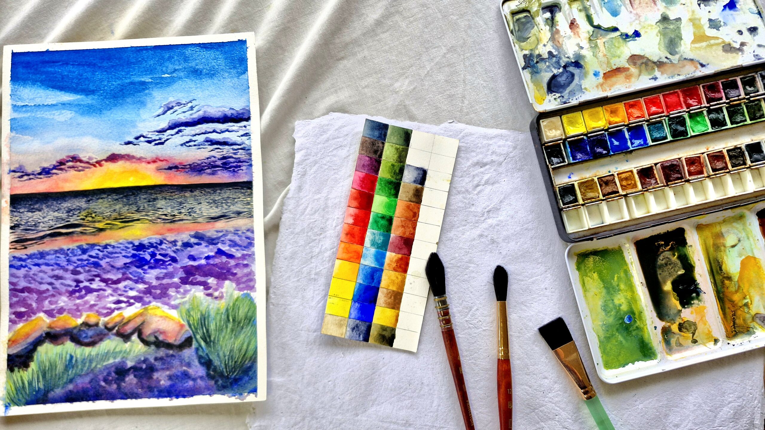 Watercolour artwork of grange beach in South Australia