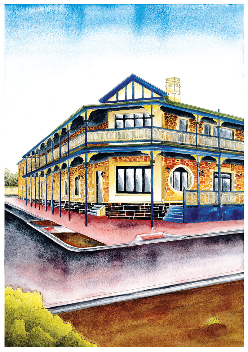Delmonte Guest House, watercolour painting Print by South Australian, Artist Calista Cox