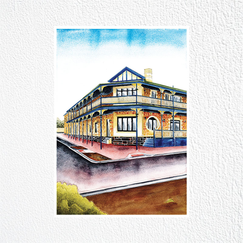 Delmonte Guest House, watercolour painting Print by South Australian, Artist Calista Cox