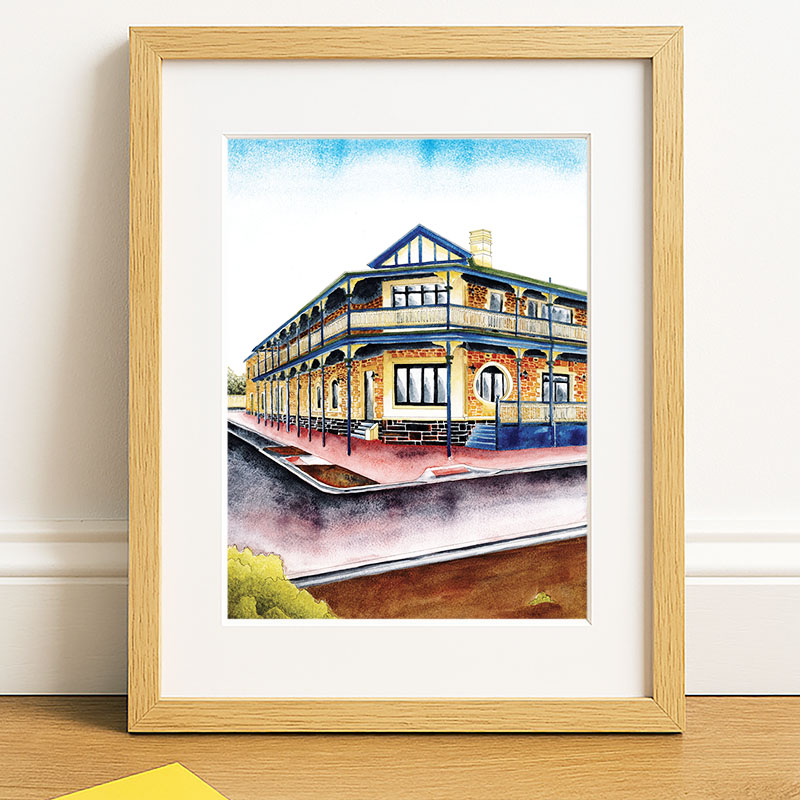 Delmonte Guest House, watercolour painting Print by South Australian, Artist Calista Cox