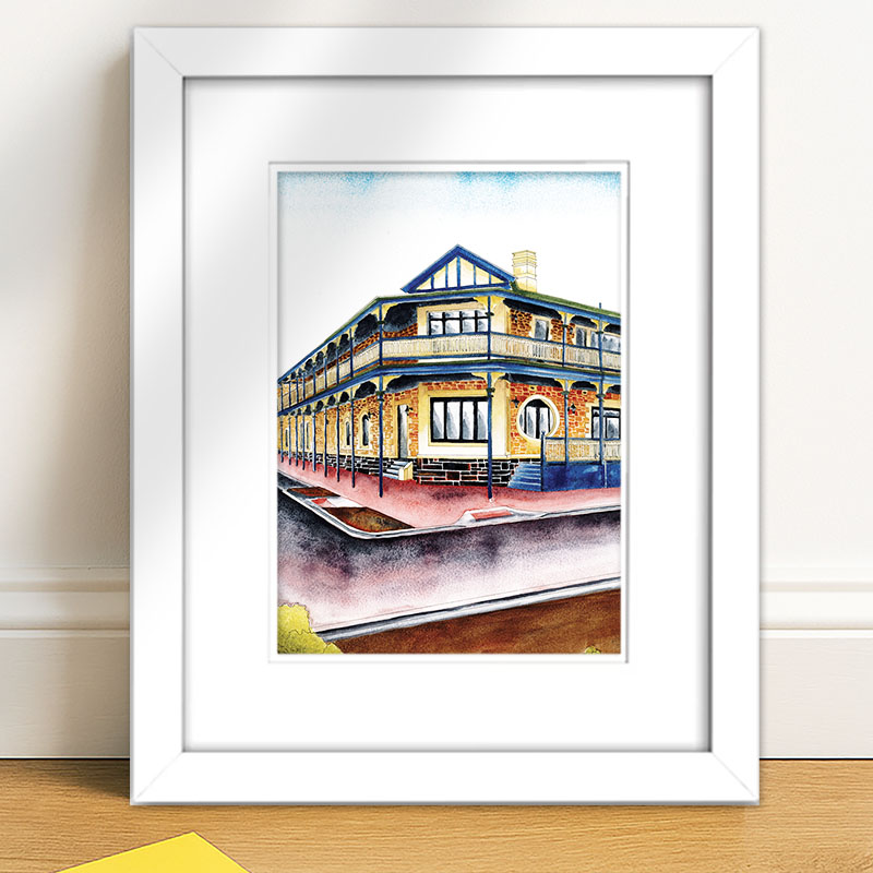 Delmonte Guest House, watercolour painting Print by South Australian, Artist Calista Cox