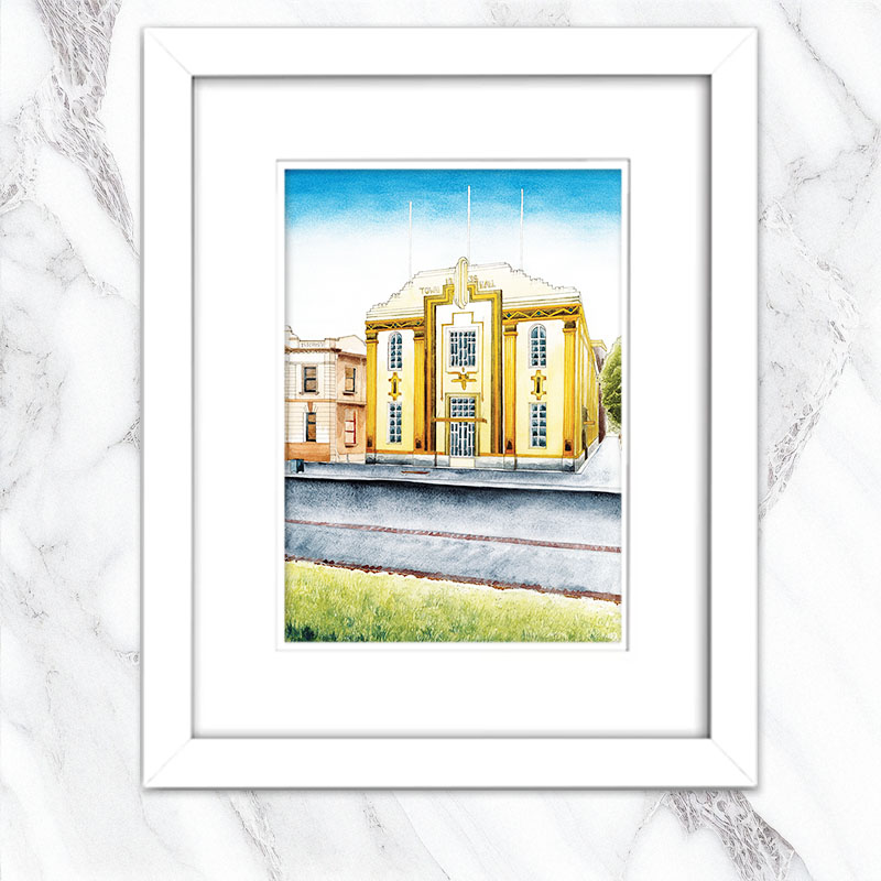 Former Hindmarsh Town Hall Watercolour Painting Print - Image 2