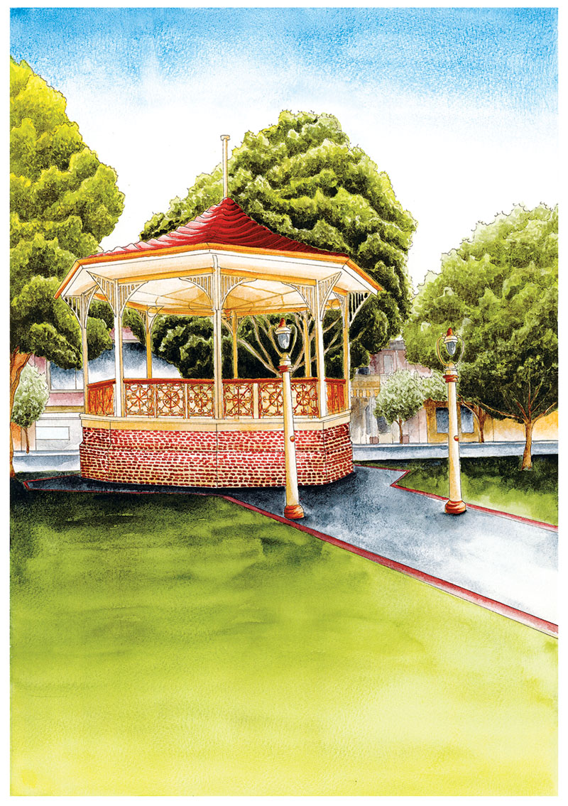 Port Road Bandstand, watercolour painting Print by South Australian, Artist Calista Cox