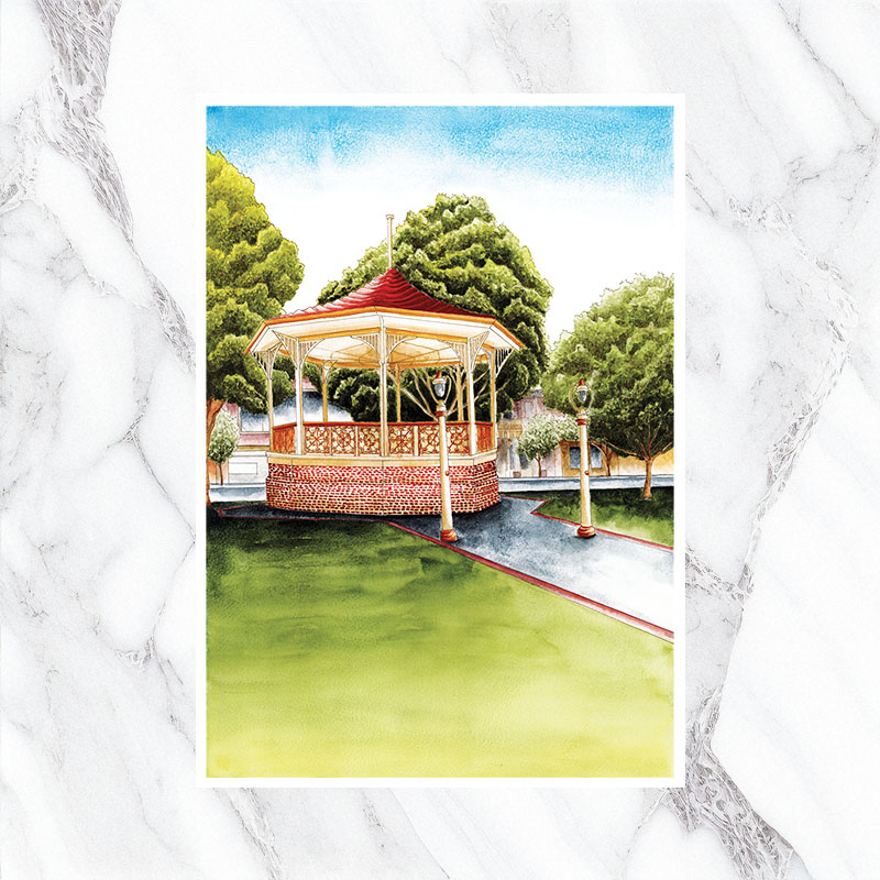 Port Road Bandstand, watercolour painting Print by South Australian, Artist Calista Cox