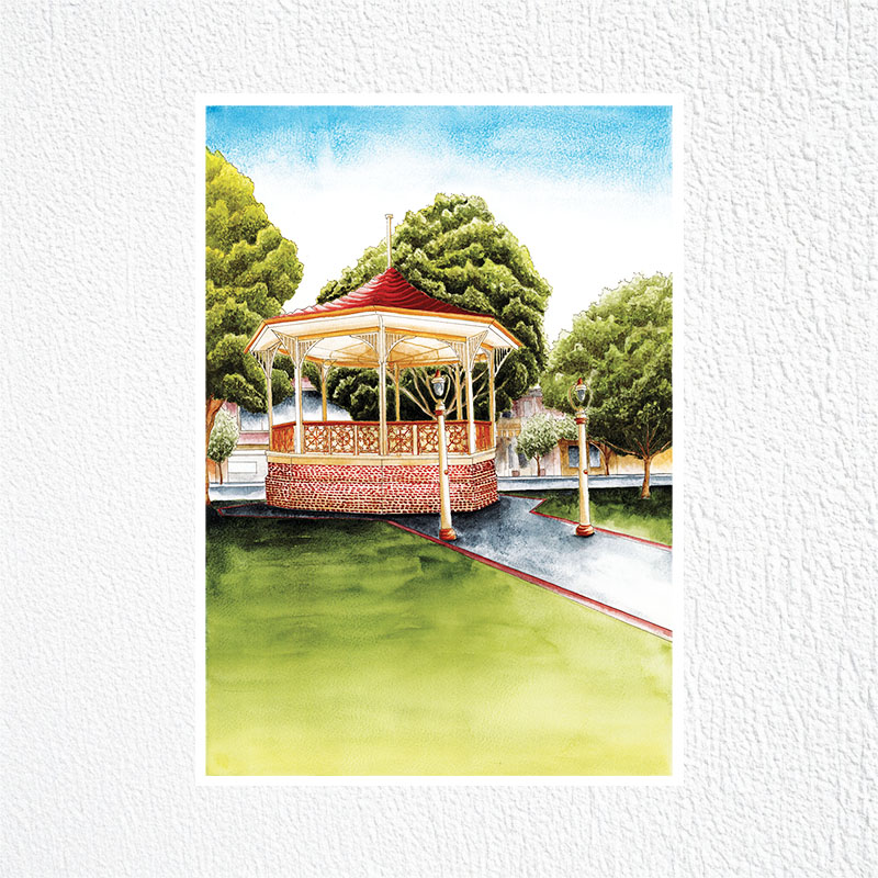 Port Road Bandstand, watercolour painting Print by South Australian, Artist Calista Cox