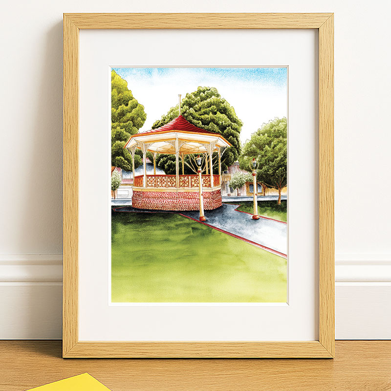 Port Road Bandstand, watercolour painting Print by South Australian, Artist Calista Cox