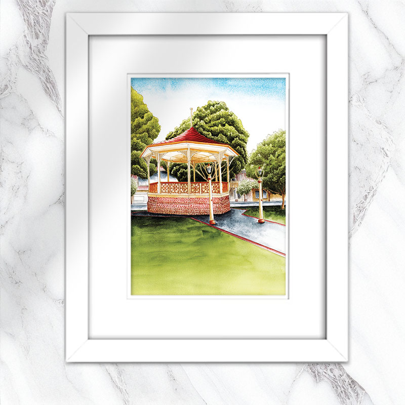 Port Road Bandstand, watercolour painting Print by South Australian, Artist Calista Cox