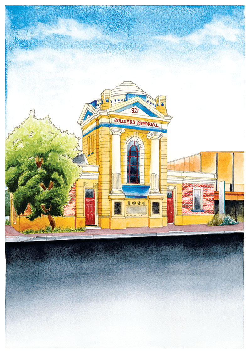 South Australian landscape watercolour artwork of Adelaide Pelicans